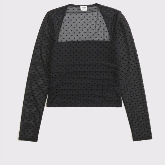 Abercrombie & Fitch Black Mesh Polka Dot Top - Picture 4 of 4